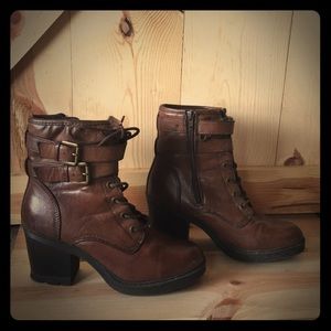 Brown combat boots